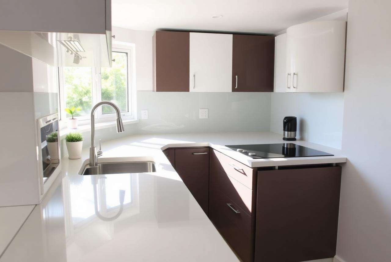 Spotless kitchen worktops and sink after a kitchen deep clean in Cork